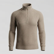 Karoline Fisker | Ribstrikket turtleneck-bluse med lynlås