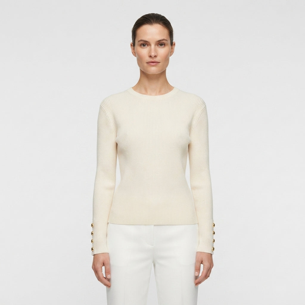 lena-holm-ribstrikket-bluse-med-guldknapper-model.jpg