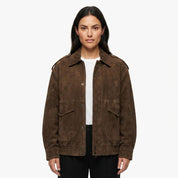 Line Andersen | Retro-Rindslederjacke in Braun