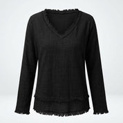 Line Dahl | Boho halenka s výstřihem do V a třásňovými detaily