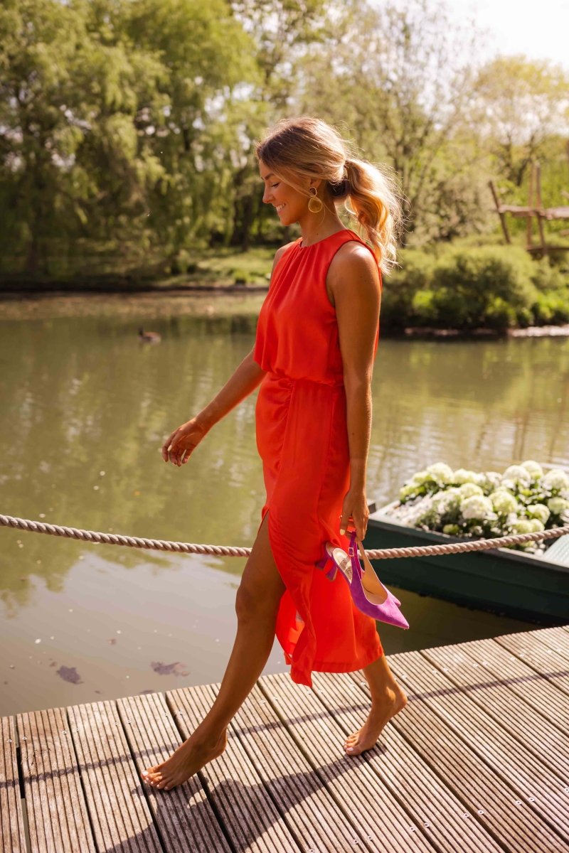 Elena Moreau | Elegant sommerkjole i midi-længde til kvinder