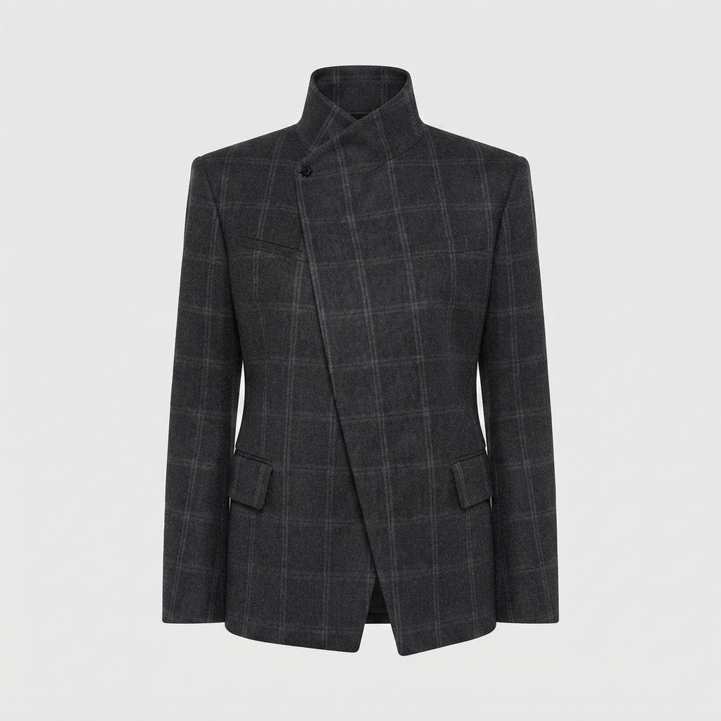 Lotte Petersen | Oversized Blazer i Grå Ternet Mønster