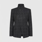 Lotte Petersen | Oversized Blazer i Grå Ternet Mønster