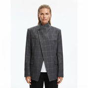 Lotte Petersen | Oversized Blazer i Grå Ternet Mønster