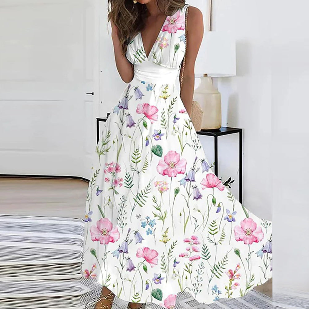 Arabella Sinclair | Maxikjole i blomsterprint med V-udskæring