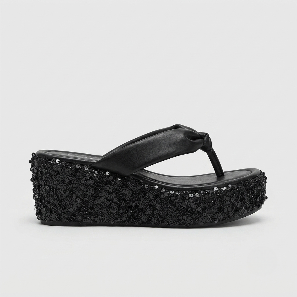 Maja Hansen | Glitter Wedge Flip Flops med pailletter til kvinder
