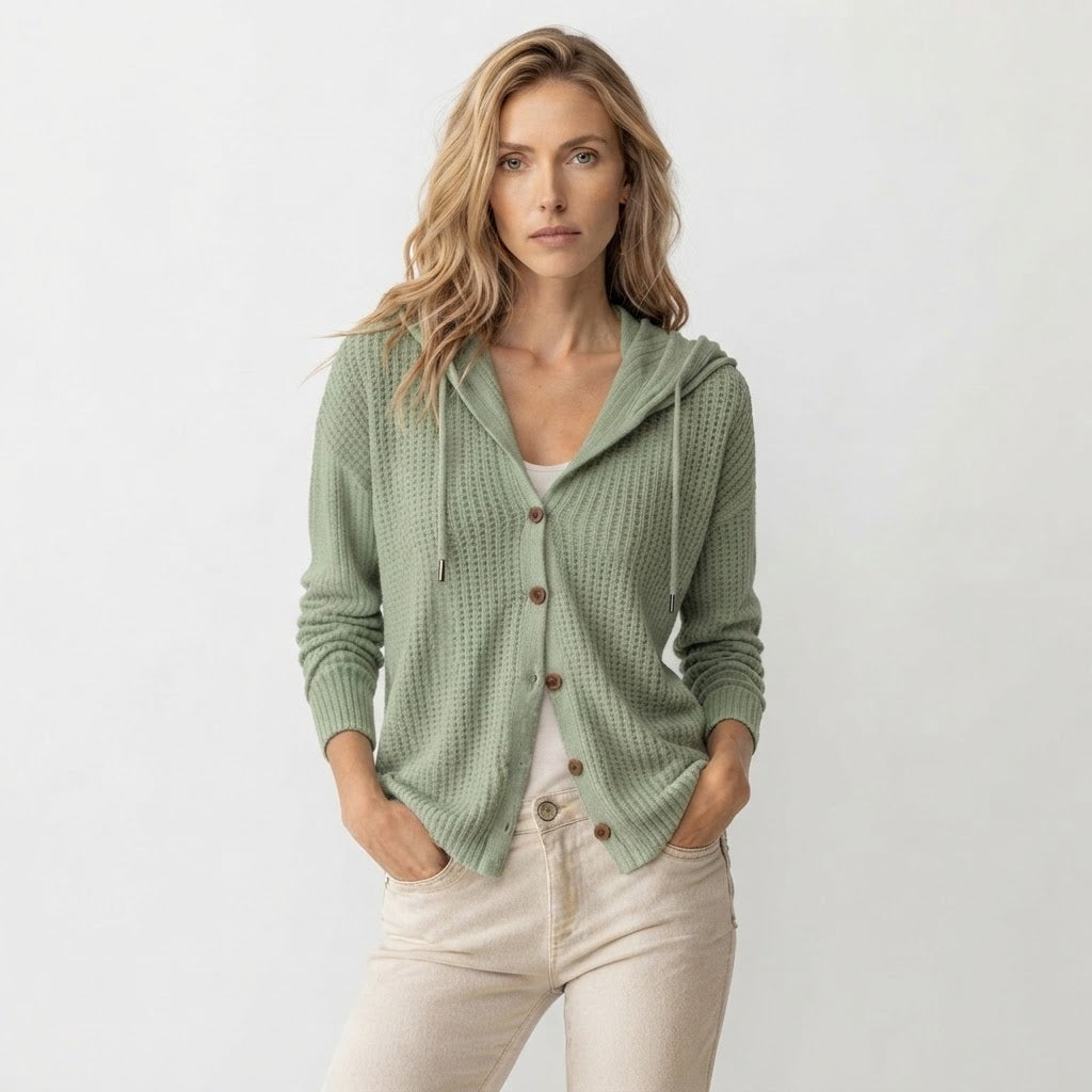 Malou Bjerre | Hoodie-cardigan i strikket bomuld til kvinder