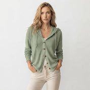 Malou Bjerre | Hoodie-cardigan i strikket bomuld til kvinder