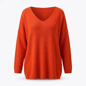 Marie Schou | Relaxed V-Neck Pullover i orange