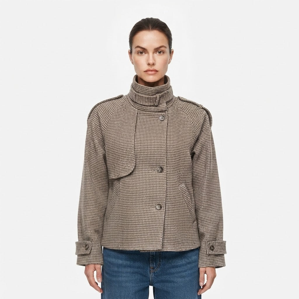 Marlene Damgaard | Houndstooth Jacket with Stand Collar
