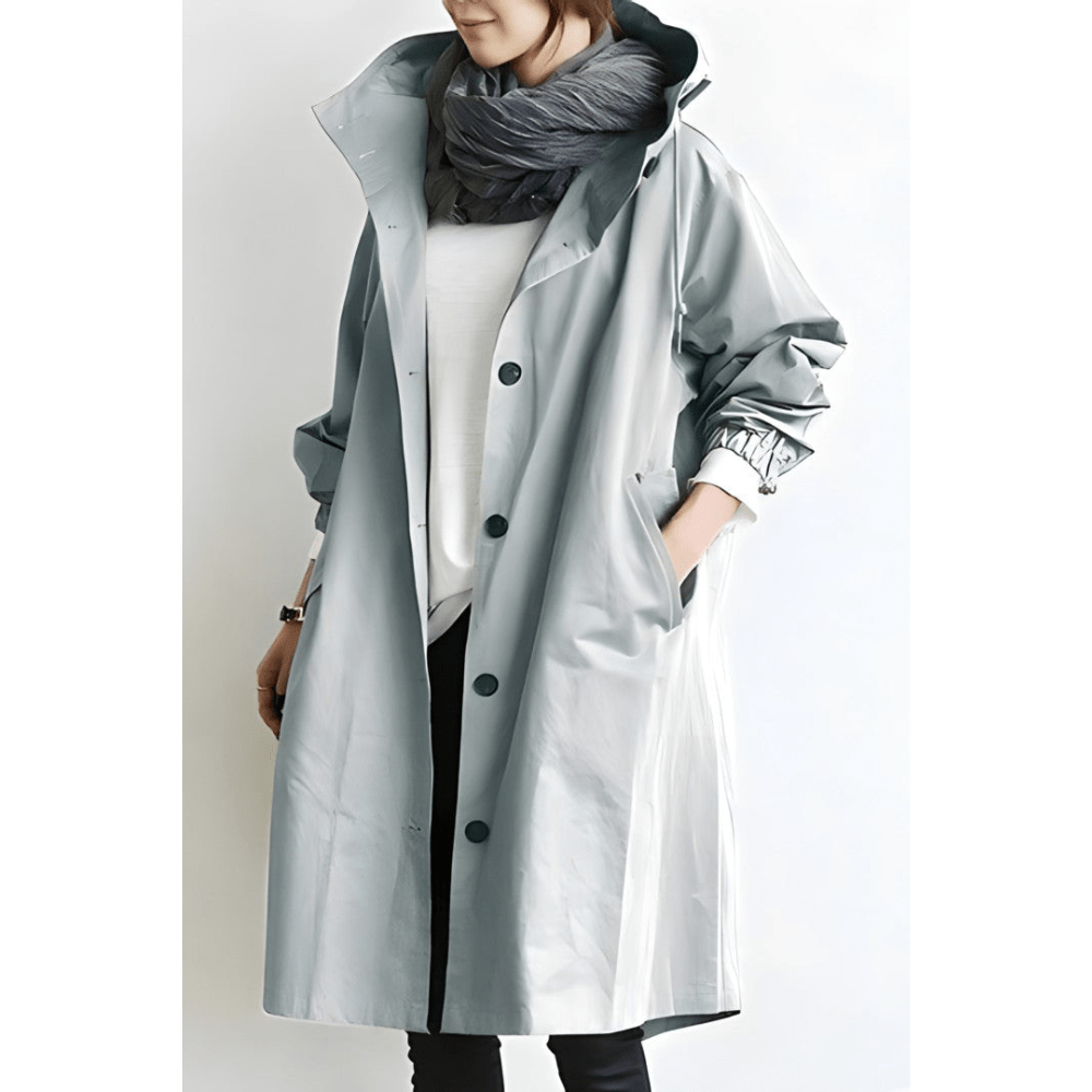 Amélie Rousseau | Oversized frakke med hætte og elegante knapper