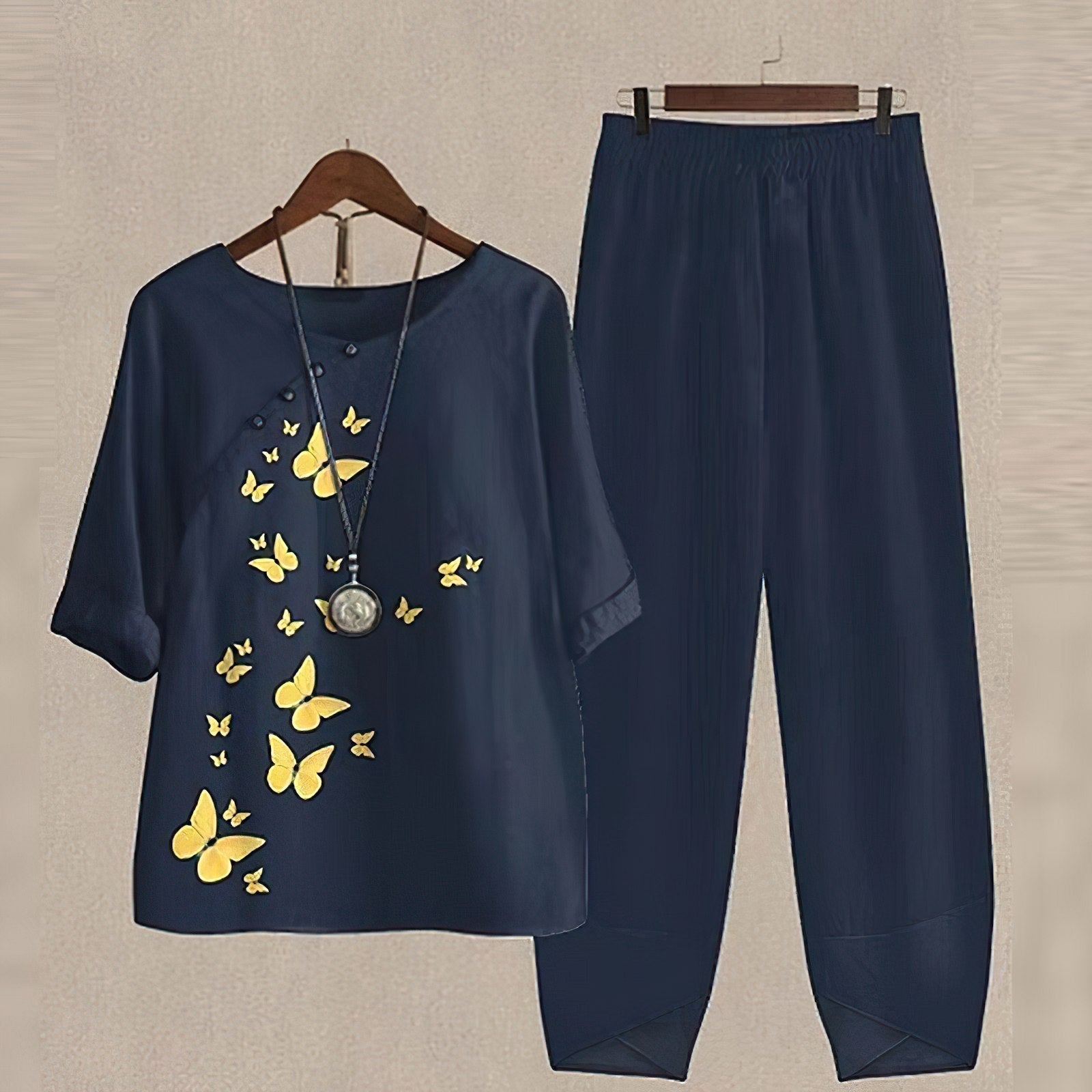 Margherita Voss | Afslappet Outfit-sæt med sommerfugle print