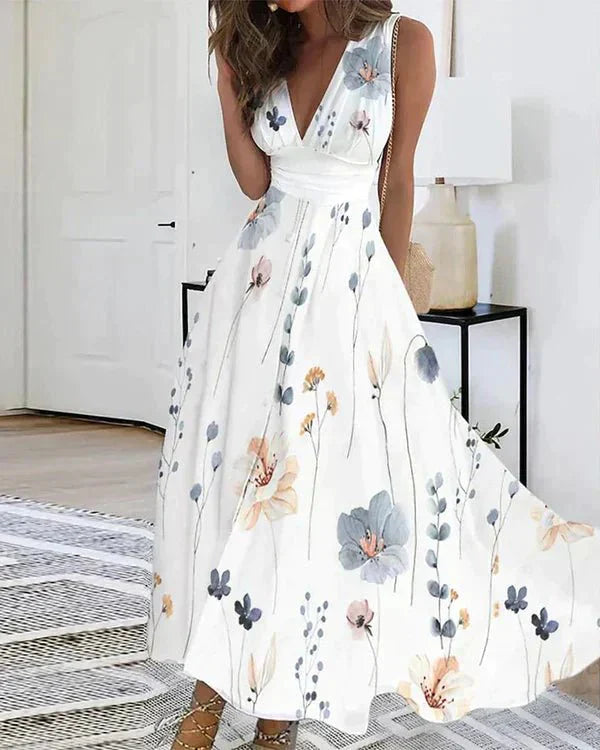 Arabella Sinclair | Maxikjole i blomsterprint med V-udskæring