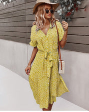 Olivia Sinclair | Midi-sommerkjole med blomsterprint og bindebånd