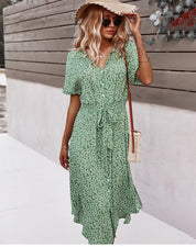 Olivia Sinclair | Midi-sommerkjole med blomsterprint og bindebånd