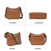 Trine Madsen | Crossbody taske i cognacbrun faux læder med boho skulderrem