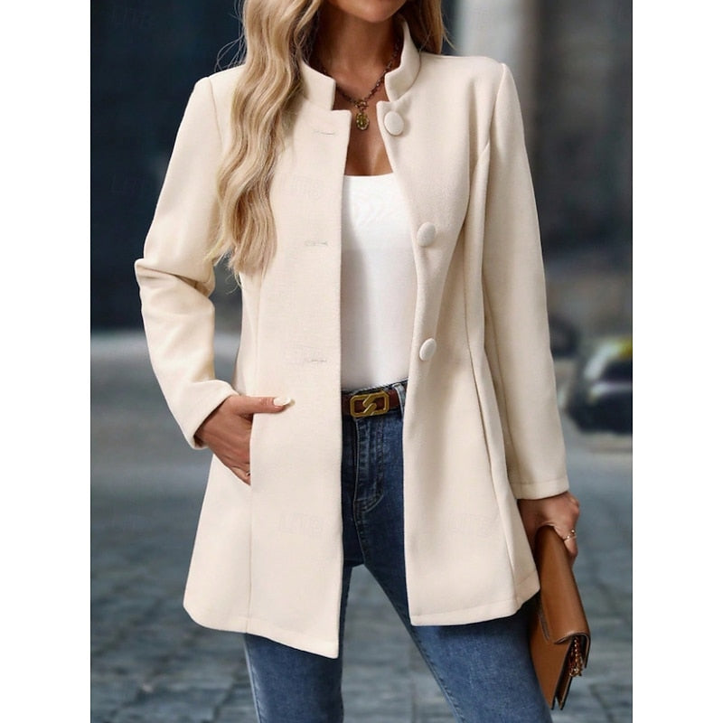 Ida Falck | Eleganter Mantel mit Stehkragen in Creme