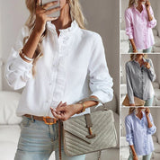 Geneviève Laurent | Elegant flæsebluse med knapdetaljer til kvinder