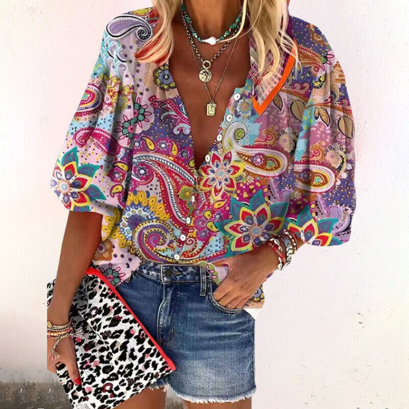 Isadora Montrose | Blomstret Bomulds-Bluse med Vintage Charm