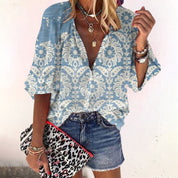 Isadora Montrose | Blomstret Bomulds-Bluse med Vintage Charm