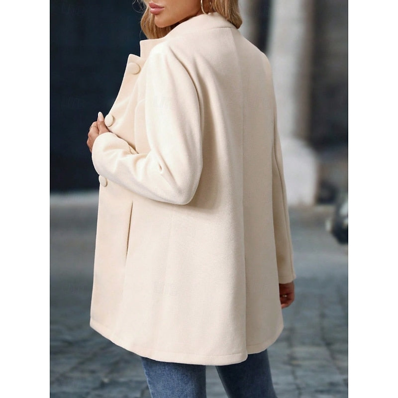 Ida Falck | Eleganter Mantel mit Stehkragen in Creme