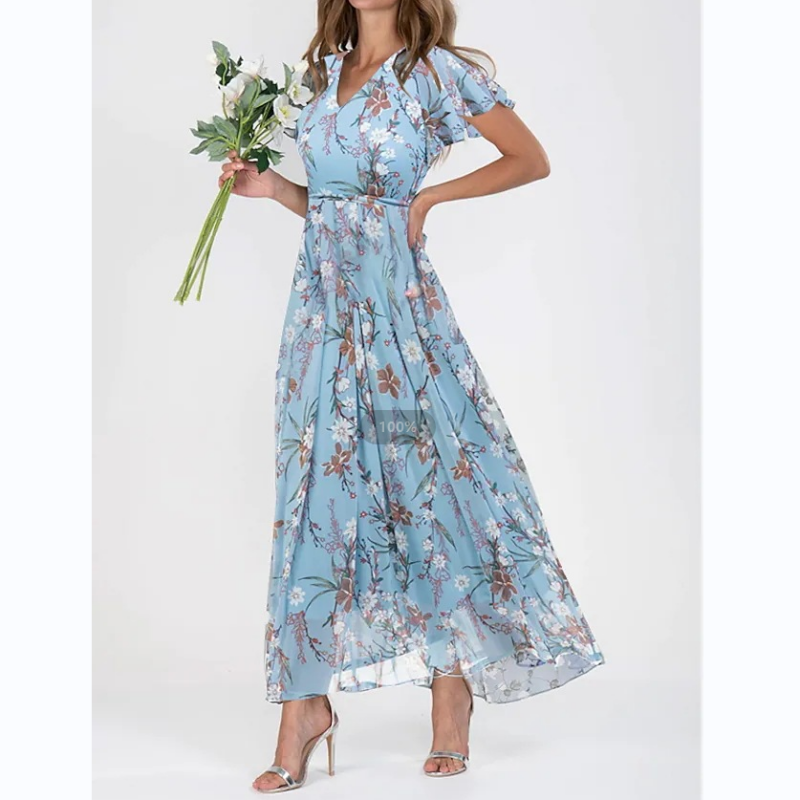 Amélie Dupont | Blomstret Maxi Kjole med Elegant Silhuet