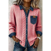 Frida Kaas | Strikket Skjorte med Denim-kontrast