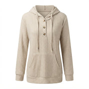 Tove Lorentzen | Rib-strikket hoodie-sweater med knapper