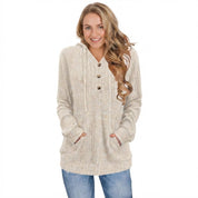 Tove Lorentzen | Rib-strikket hoodie-sweater med knapper