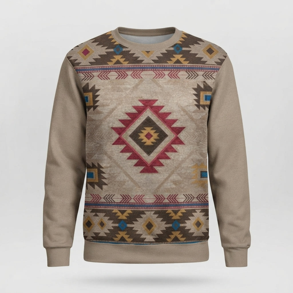 Trine Holm | Sweatshirt with Aztec Print and Crew Neck