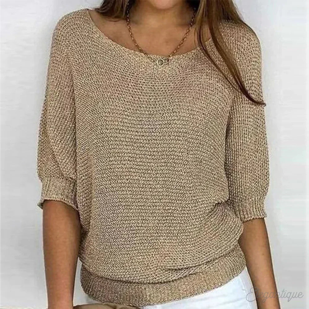 Trine Jørgensen | Strikket Sweater med Bat-ærmer i Rød