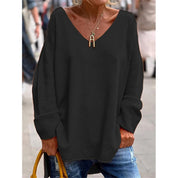 Marie Schou | Relaxed V-Neck Pullover i orange