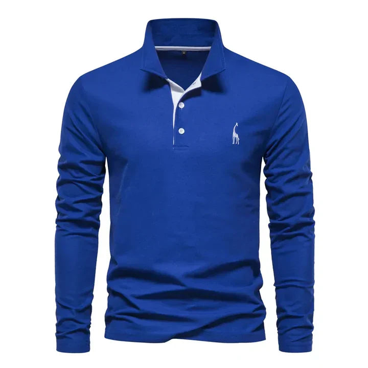 Jesper Holgaard | Langærmet Poloshirt med Røde Kontrastdetaljer